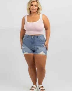 Tops*Mooloola Basic Knit Top Light Pink/white