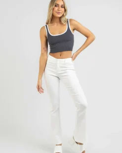 Tops*Mooloola Basic Knit Top Charcoal/white