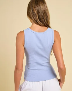 Tops*Ava And Ever Basic Myla Rib Scoop Tank Top Cornflower
