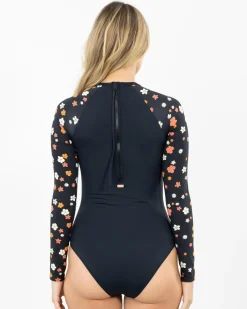 Surf|Wetsuits & Surfsuits*Roxy Basic Printed Long Sleeve Surfsuit Anthracite Sunny Days