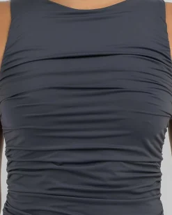 Tops*Ava And Ever Basic Ruched Top Charcoal
