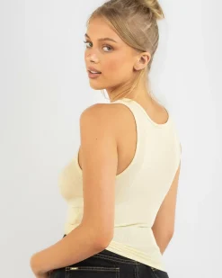 New Basic Scoop Neck Rib Tank Top Women Tops