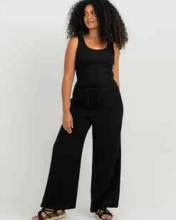 Tops*Mooloola Basic Scoop Neck Rib Tank Top Black