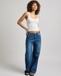 New Basic Scoop Neck Rib Tank Top Women Tops