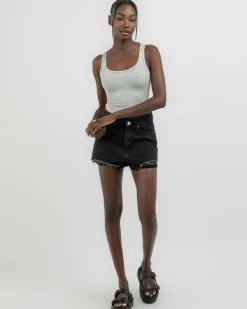 New Basic Scoop Neck Rib Tank Top Women Tops