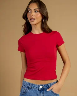 Tops*Ava And Ever Basic Super Soft Tee Berry