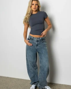 Tops*Ava And Ever Basic Super Soft Tee Dark Charcoal