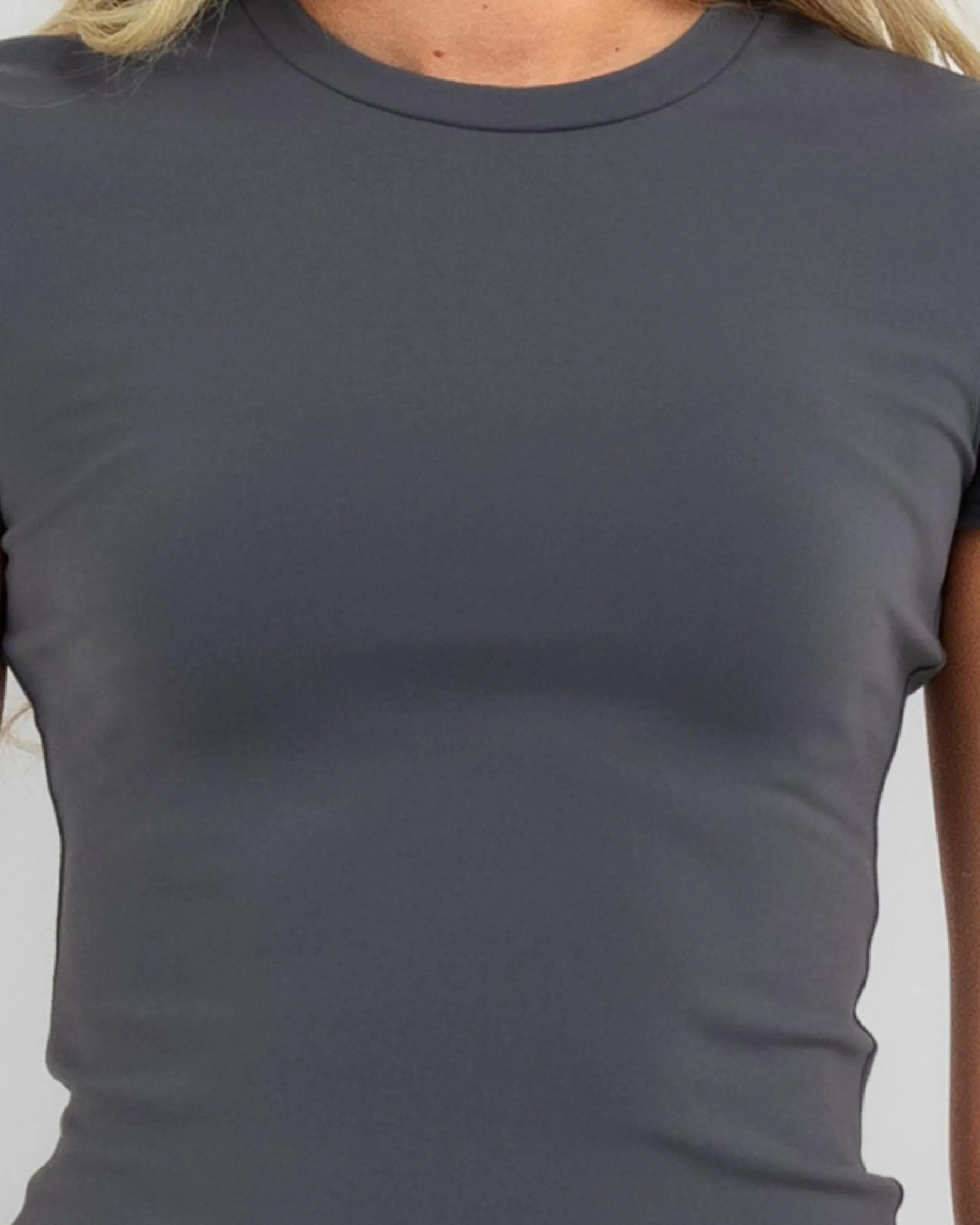 Tops*Ava And Ever Basic Super Soft Tee Dark Charcoal