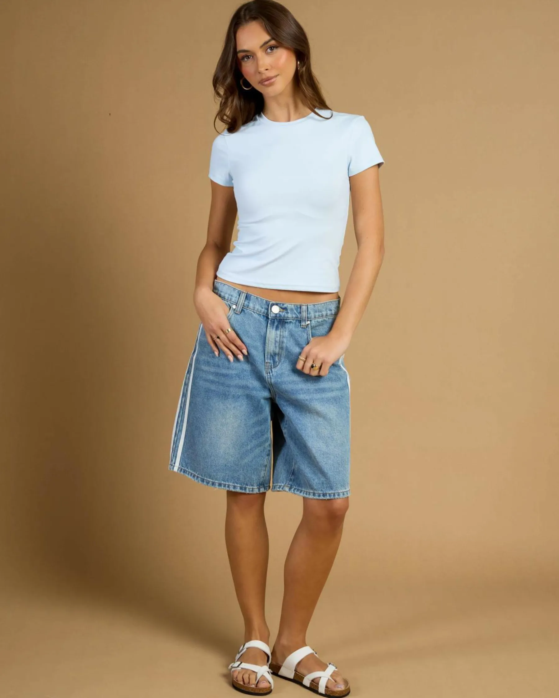 Tops*Ava And Ever Basic Super Soft Tee Light Blue