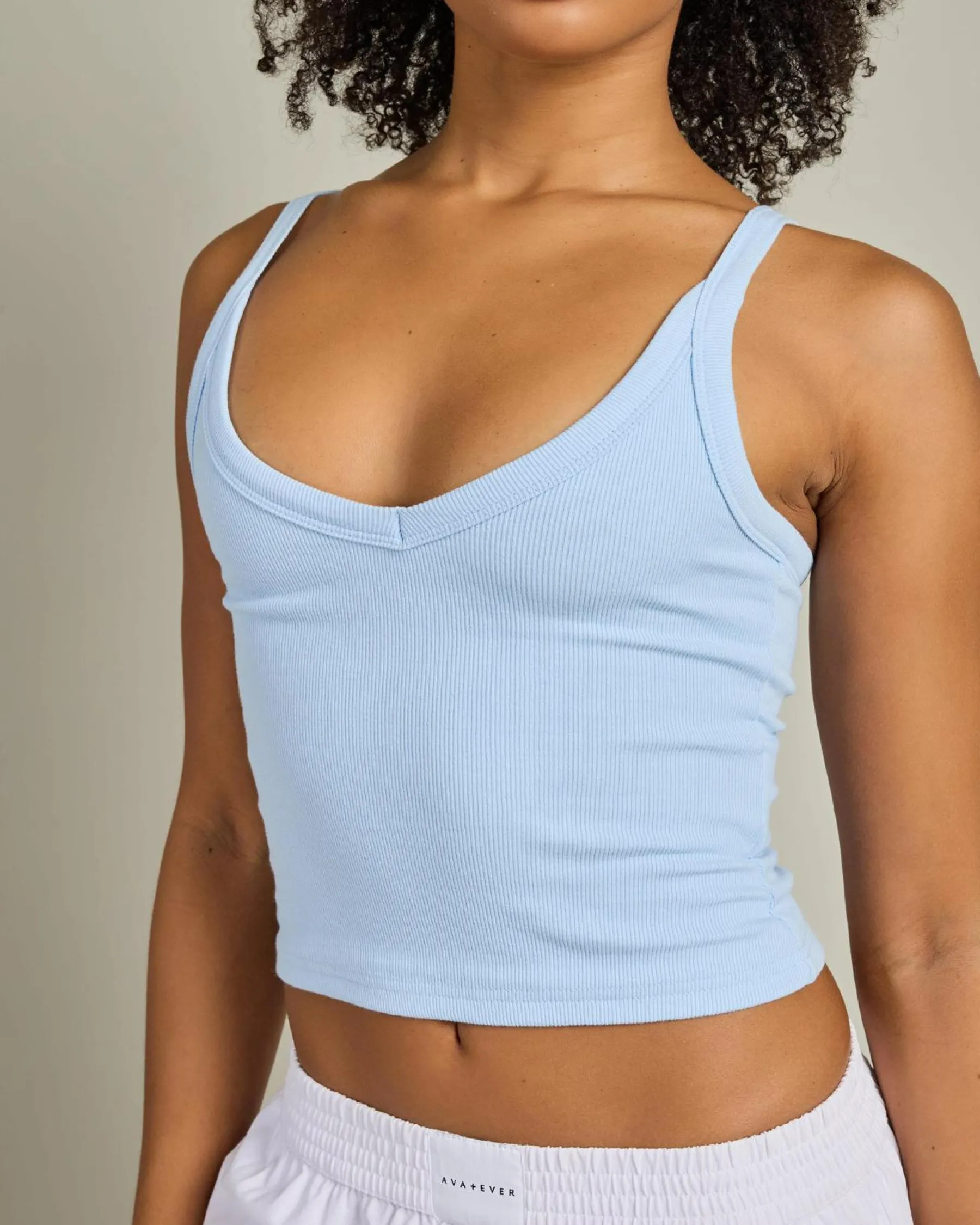 Tops*Ava And Ever Basic V Neck Tank Top Light Blue