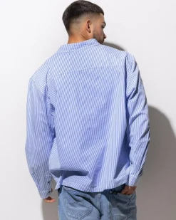 Tops & T-Shirts*Lee Bateman Long Sve Shirt Sky Blue Stripe