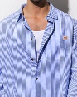 Tops & T-Shirts*Lee Bateman Long Sve Shirt Sky Blue Stripe