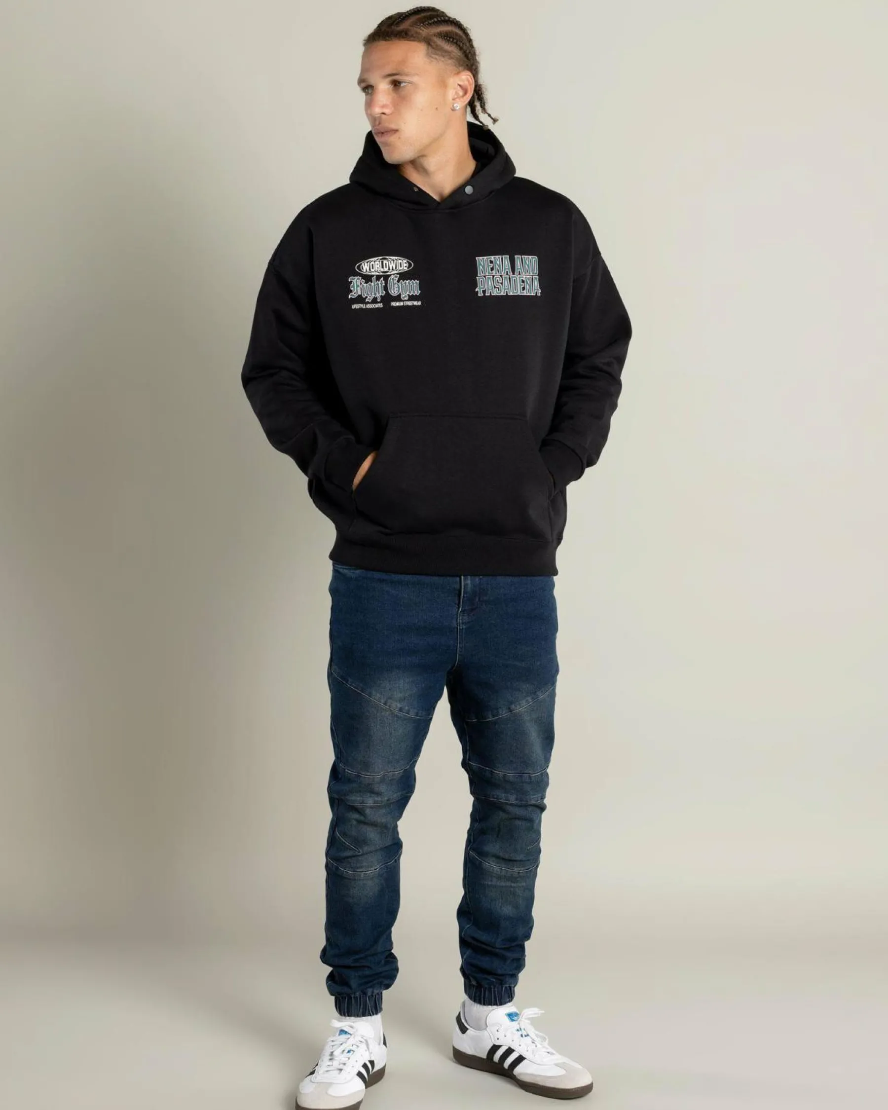 Hoodies & Sweatshirts*Nena & Pasadena Battle Box Fit Hoodie Jet Black