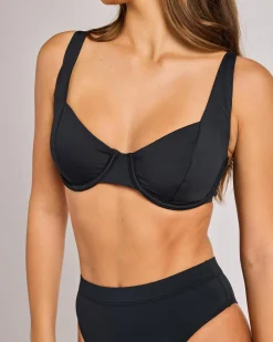 Bikinis*Roxy Beach Classics Underwire D Cup Bikini Top Anthracite