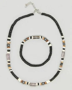 Jewelry*Classics 77 Beaded Bracelet and Necklace Combo Pack Black