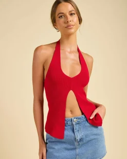 Tops|Tops*Ava And Ever Becky Halter Top Berry