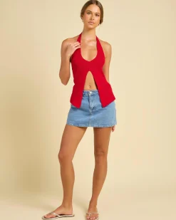 Tops|Tops*Ava And Ever Becky Halter Top Berry
