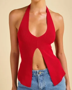 Tops|Tops*Ava And Ever Becky Halter Top Berry
