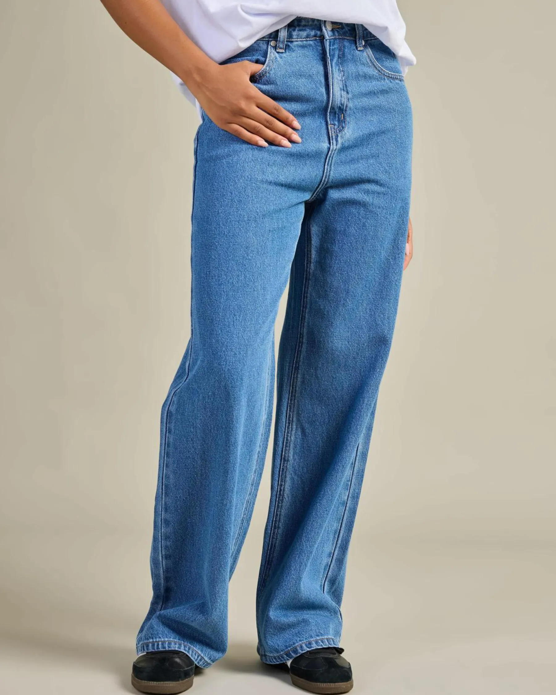 Denim|Bottoms*Afends Bella Wide Leg Baggy Jean Worn Blue