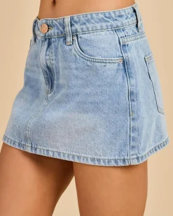 Denim|Bottoms*DESU Bells Denim Skirt Blasted Light Blue
