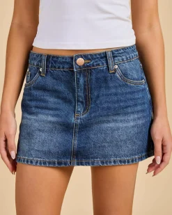 Denim|Bottoms*DESU Bells Denim Skirt Blasted Dark Blue