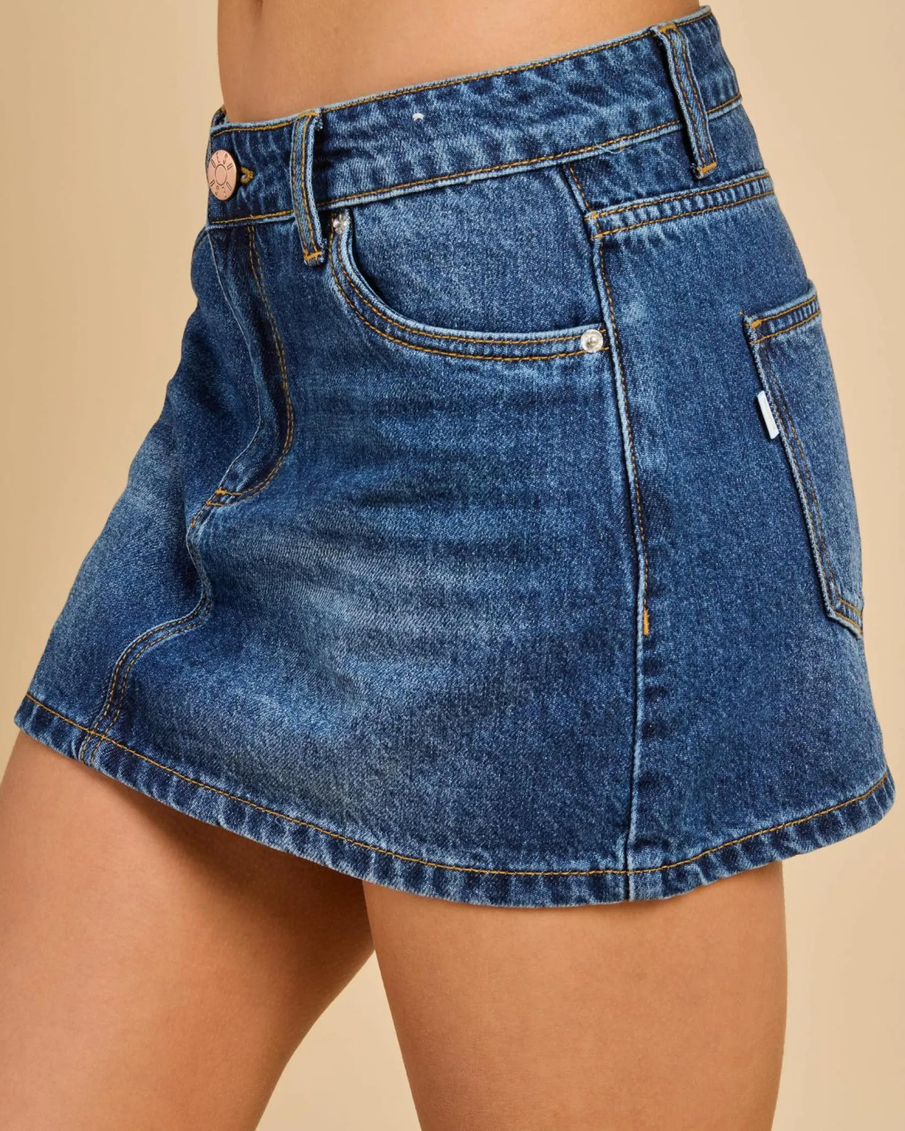 Denim|Bottoms*DESU Bells Denim Skirt Blasted Dark Blue