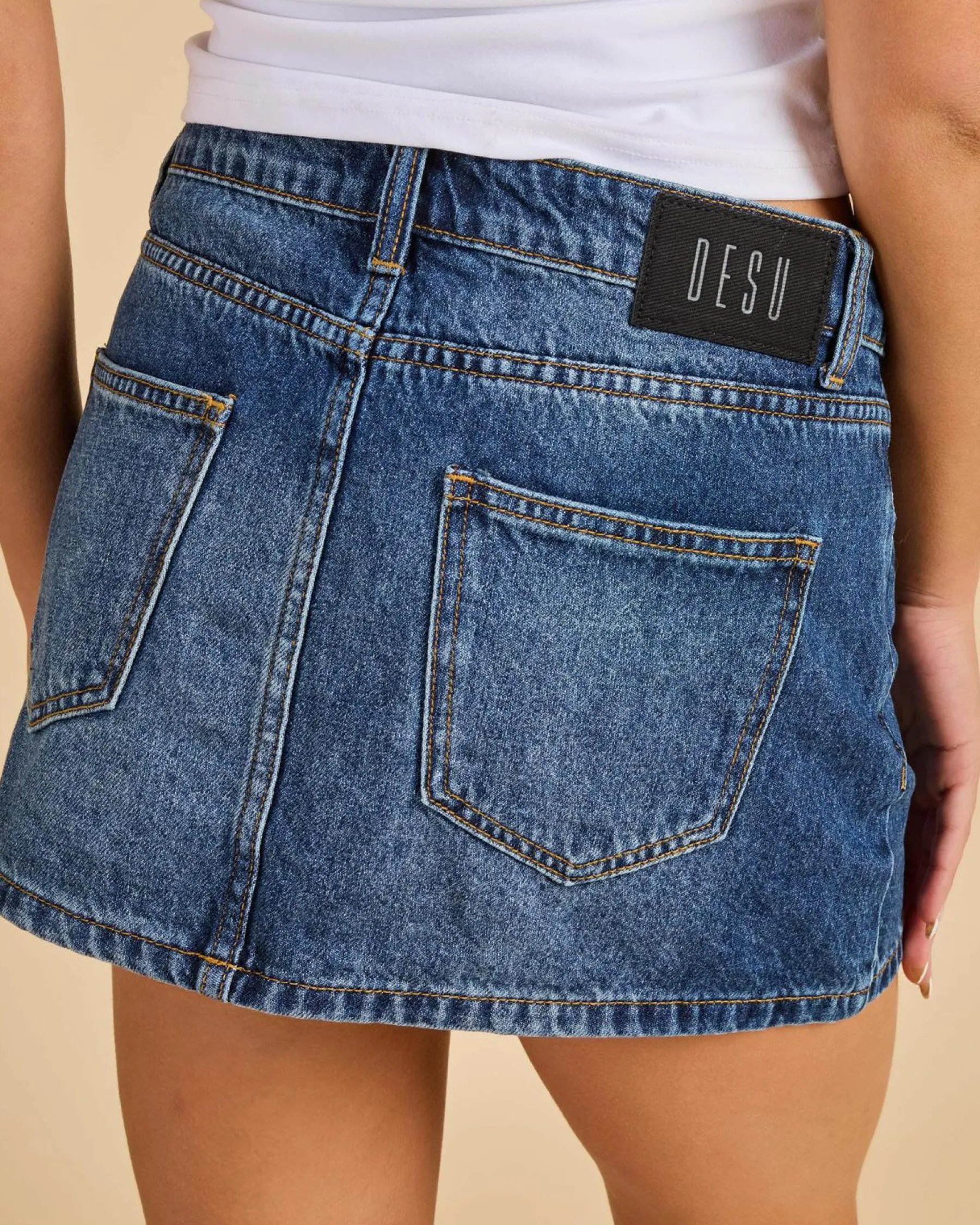 Denim|Bottoms*DESU Bells Denim Skirt Blasted Dark Blue