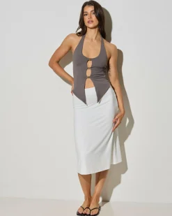Bottoms*Luvalot Bentley Midi Skirt White