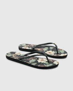 Flip Flops*Roxy Bermuda Print Thongs Tropical Feels