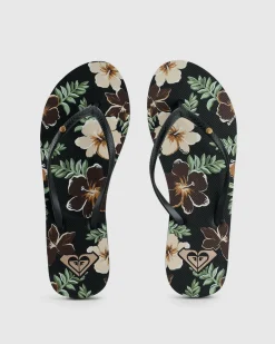 Flip Flops*Roxy Bermuda Print Thongs Tropical Feels