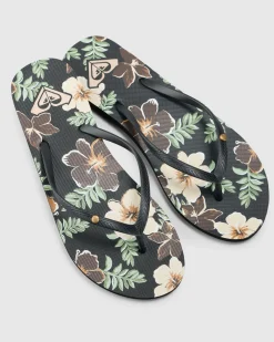 Flip Flops*Roxy Bermuda Print Thongs Tropical Feels