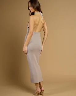 Sale Bianca Halter Knit Midi Dress Women Dresses