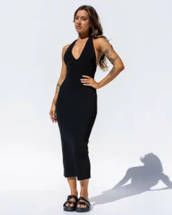 Hot Bianca Halter Knit Midi Dress Women Dresses