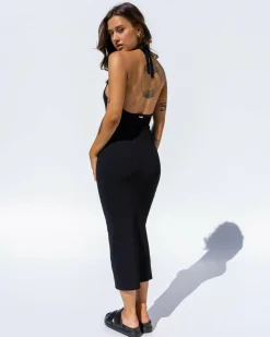 Hot Bianca Halter Knit Midi Dress Women Dresses