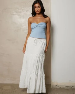 Tops*Mooloola Bianca Knit Tube Top Light Blue