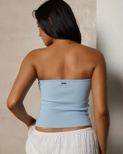 Tops*Mooloola Bianca Knit Tube Top Light Blue
