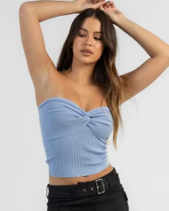Tops*Mooloola Bianca Knit Tube Top Baby Blue