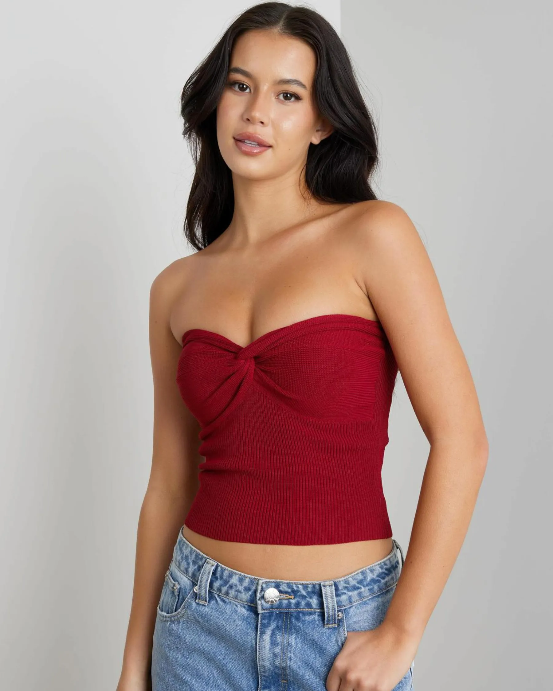 Tops*Mooloola Bianca Knit Tube Top Berry