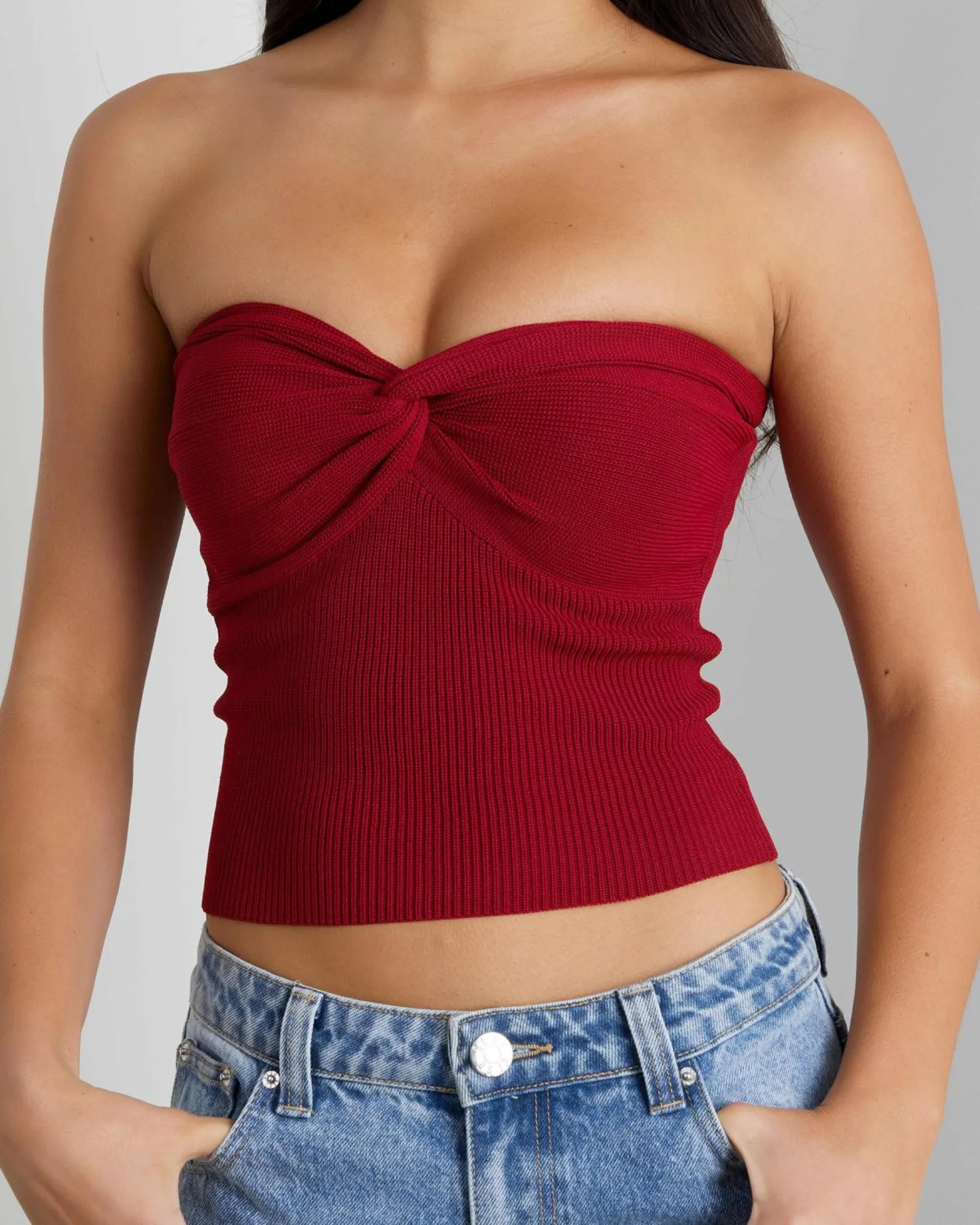 Tops*Mooloola Bianca Knit Tube Top Berry