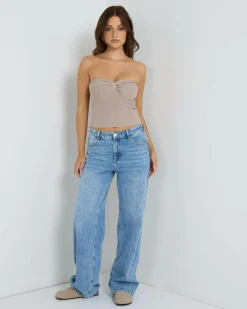 Tops*Mooloola Bianca Knit Tube Top Taupe