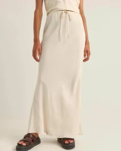 Best Bias Cut Maxi Skirt Women Linen Blend|Bottoms
