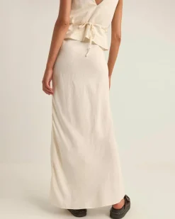 Best Bias Cut Maxi Skirt Women Linen Blend|Bottoms