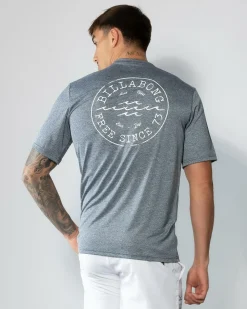 Rashies*Billabong Big Wave Daz Short Sleeve Rash Vest Navy Heather