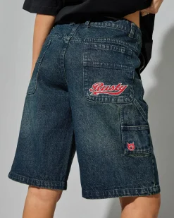 Denim|Bottoms*Rusty Billie Low Rise Carpenter Shorts Dark N Dirty