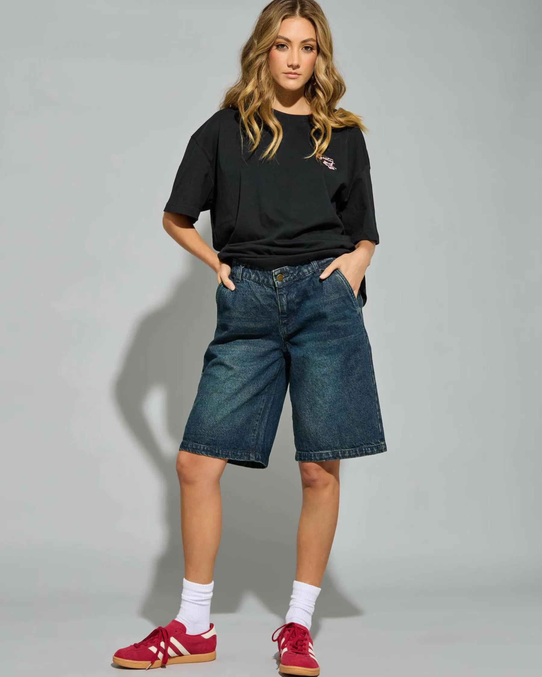 Denim|Bottoms*Rusty Billie Low Rise Carpenter Shorts Dark N Dirty
