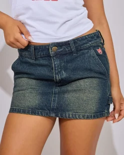 Denim|Bottoms*Rusty Billie Low Rise Denim Mini Skirt Dark N Dirty
