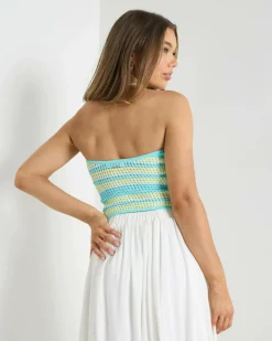 Tops*Mooloola Bimi Crochet Tube Top Blue/green