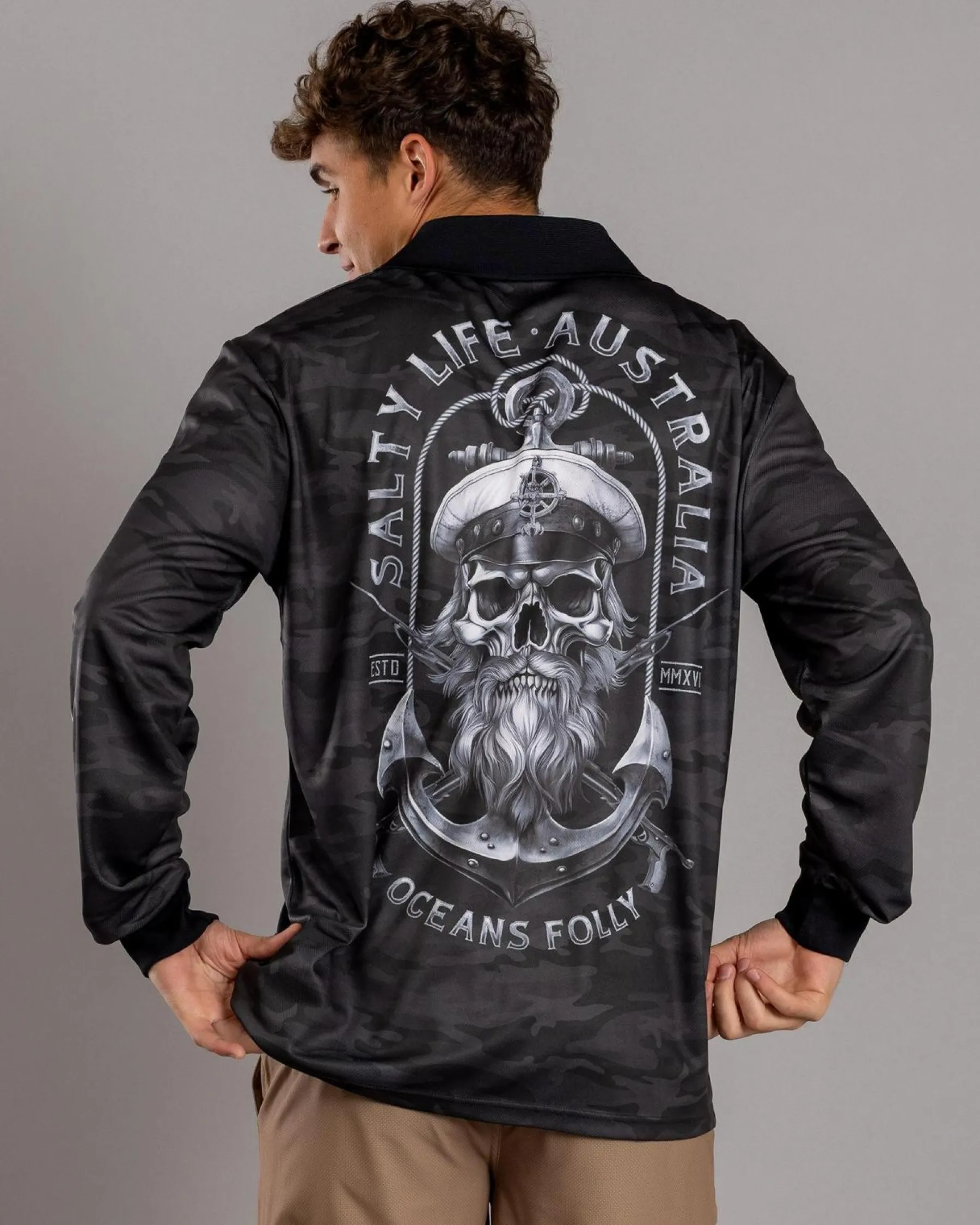 Tops & T-Shirts*Salty Life Blackbeard Fishing Shirt Black Camo