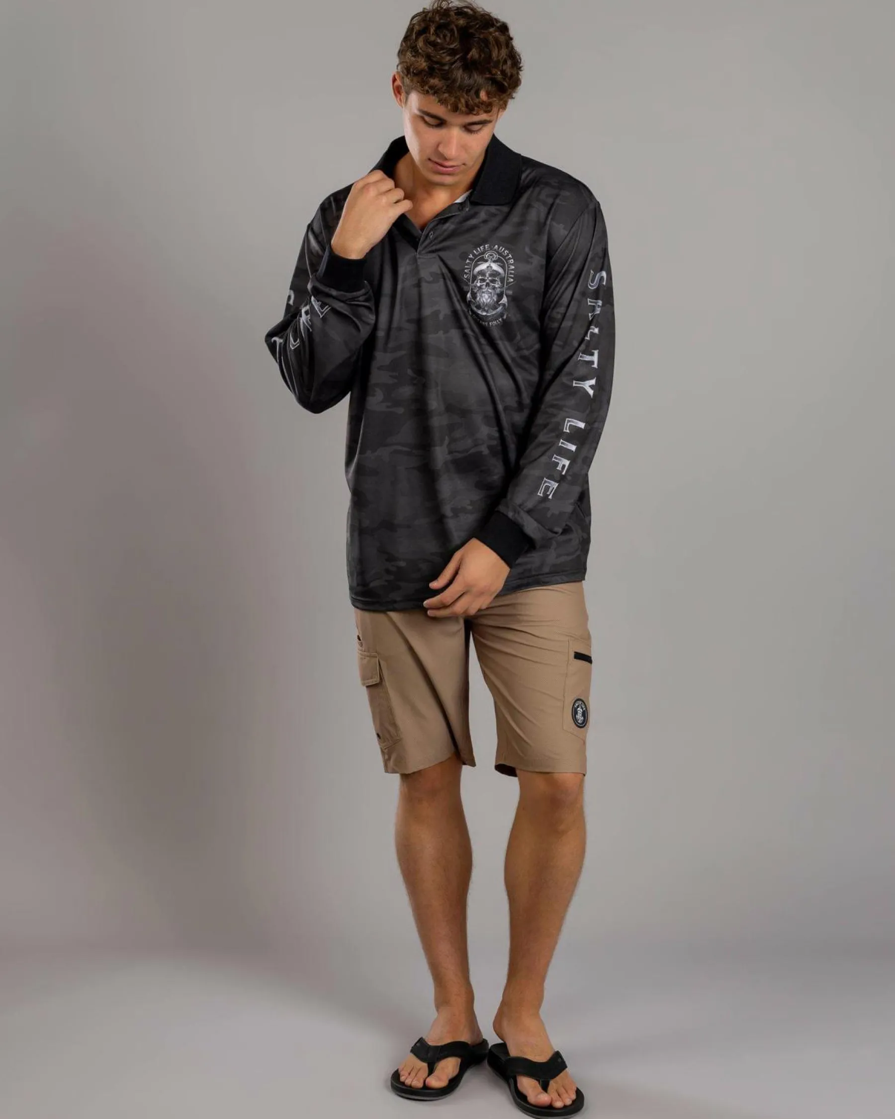 Tops & T-Shirts*Salty Life Blackbeard Fishing Shirt Black Camo