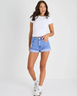 Best Blondie Roll Up Shorts Women Denim|Bottoms